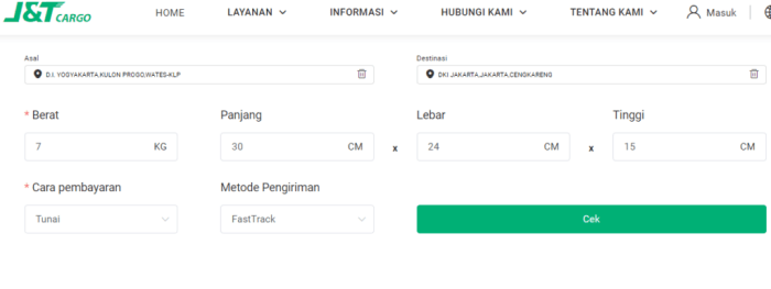 Estimasi Waktu Pengiriman J&T Cargo Via Online